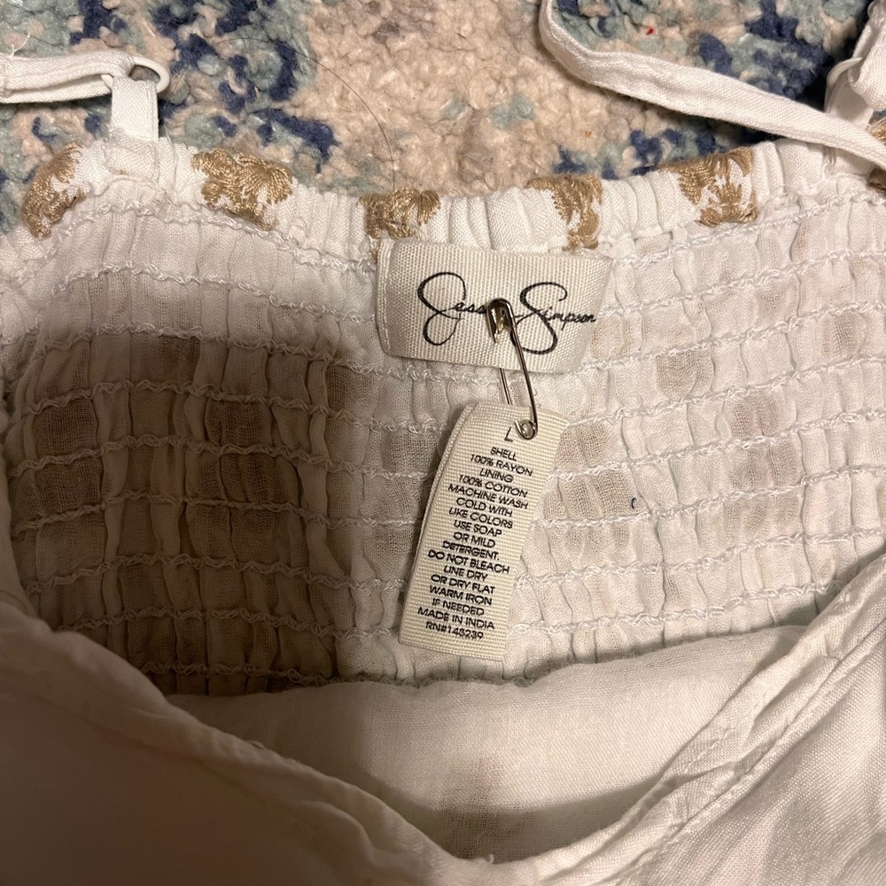 Jessica Simpson White Embroidered Midi Dress – Size L - Picture 2 of 2